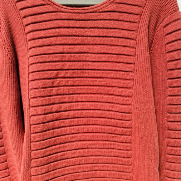 CE & CE Fashion Red Cotton Blend Sweater Ribbed Crew Neck Pull Over Size M - Picture 10 of 10